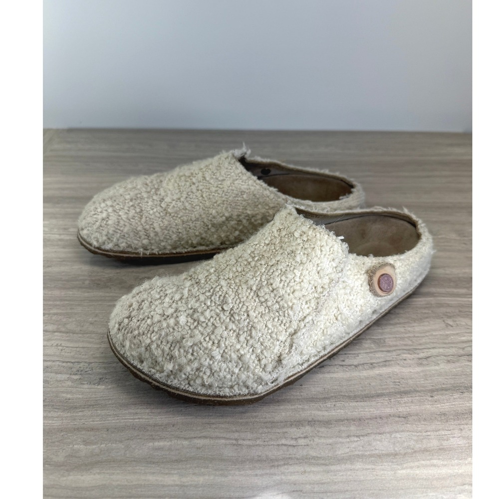 Birkenstock Womens 7-7.5 Zermatt Wool Boucle Clogs Slippers Cream Germany Cozy